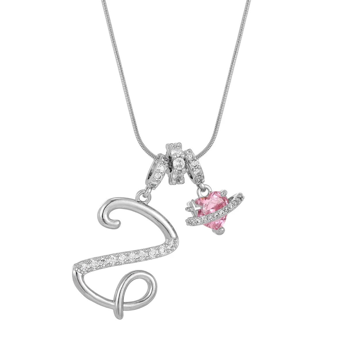 Crystal Initial & Flower Necklace