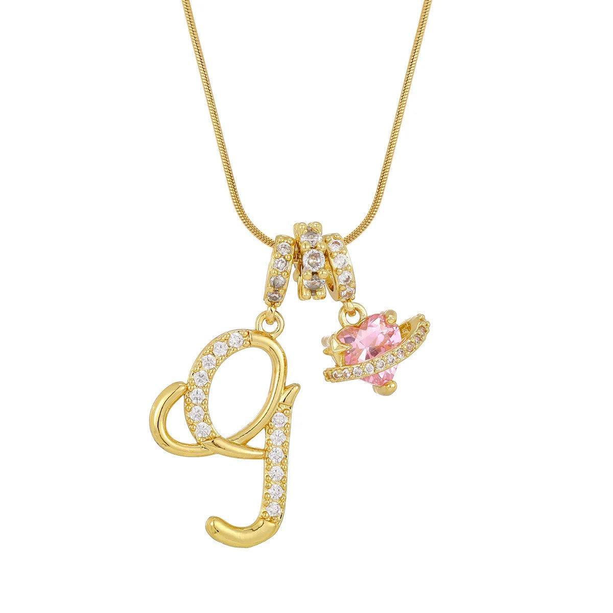 Crystal Initial & Flower Necklace