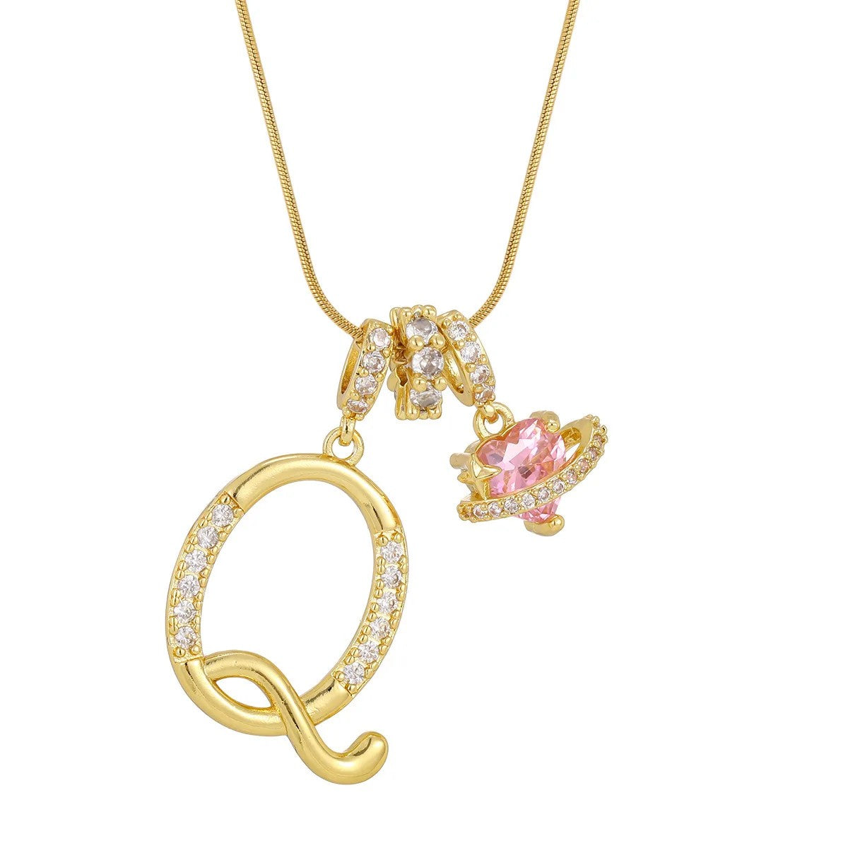 Crystal Initial & Flower Necklace
