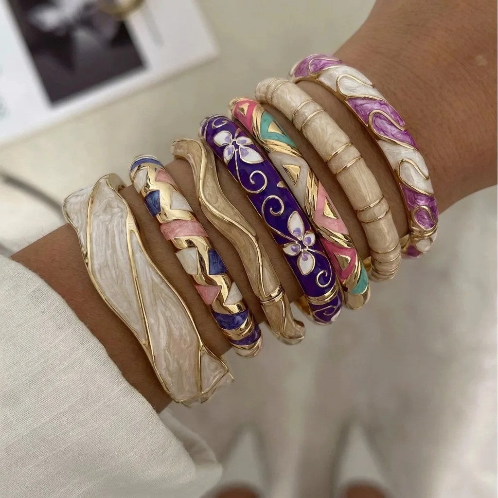 Enamel Floral Bangle Set