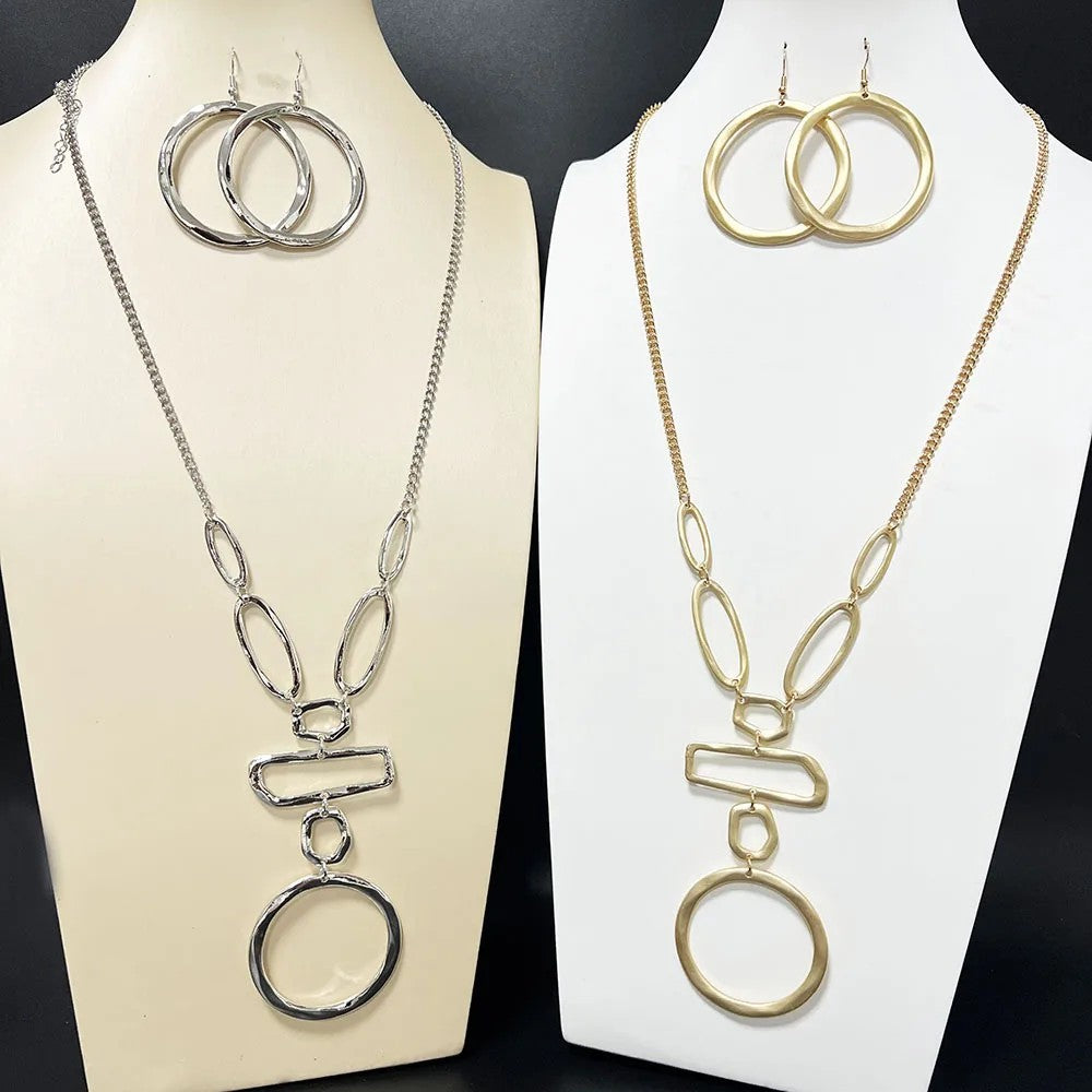 Mixed Geometric Link Necklace