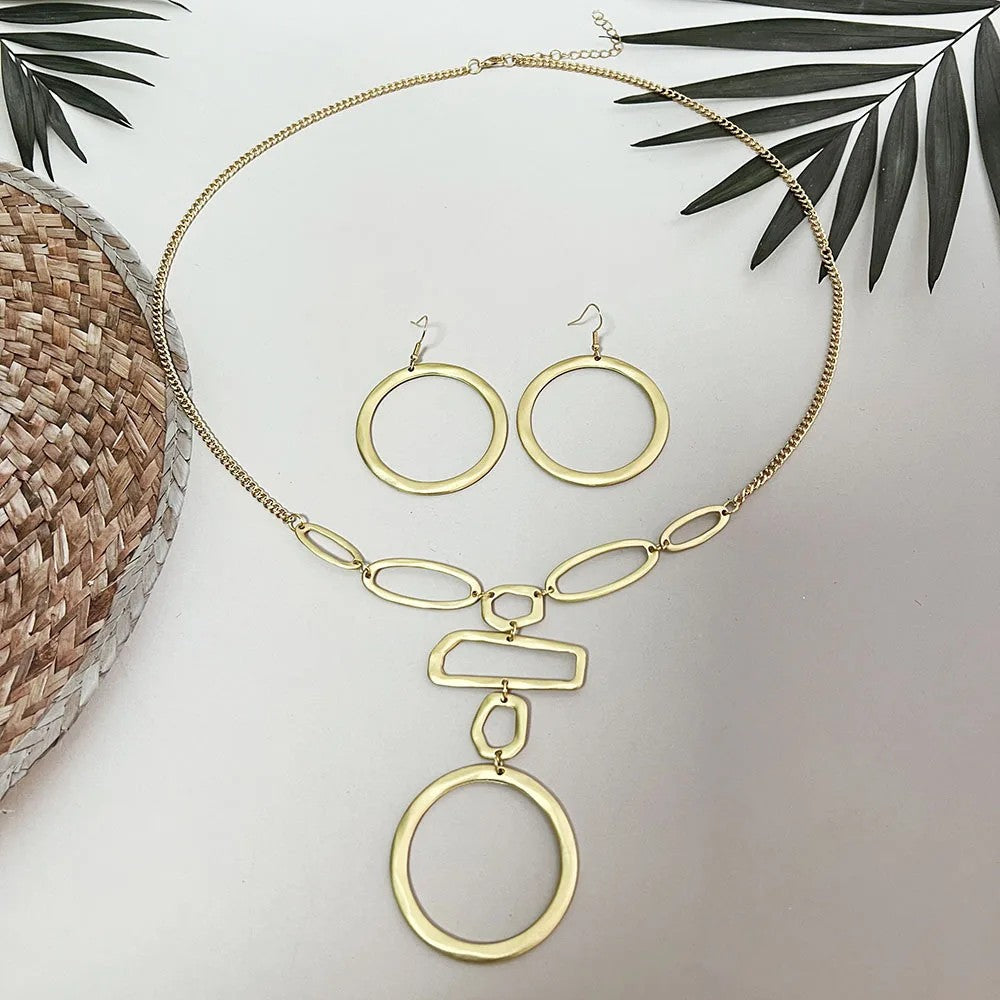 Mixed Geometric Link Necklace