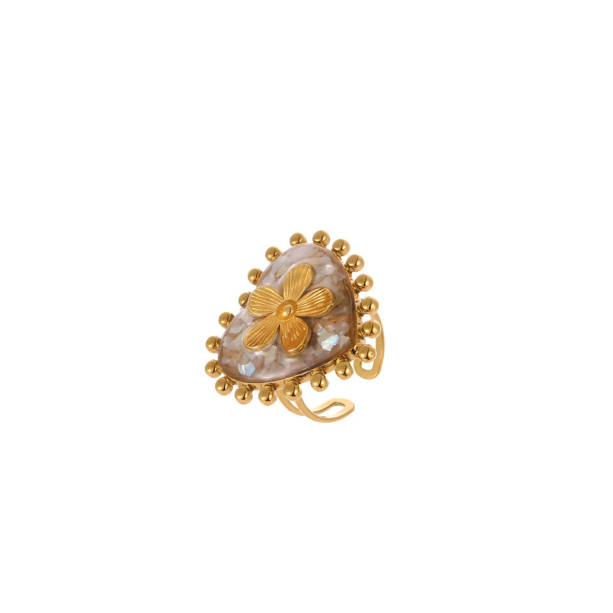 Heart Flower Adjustable Ring