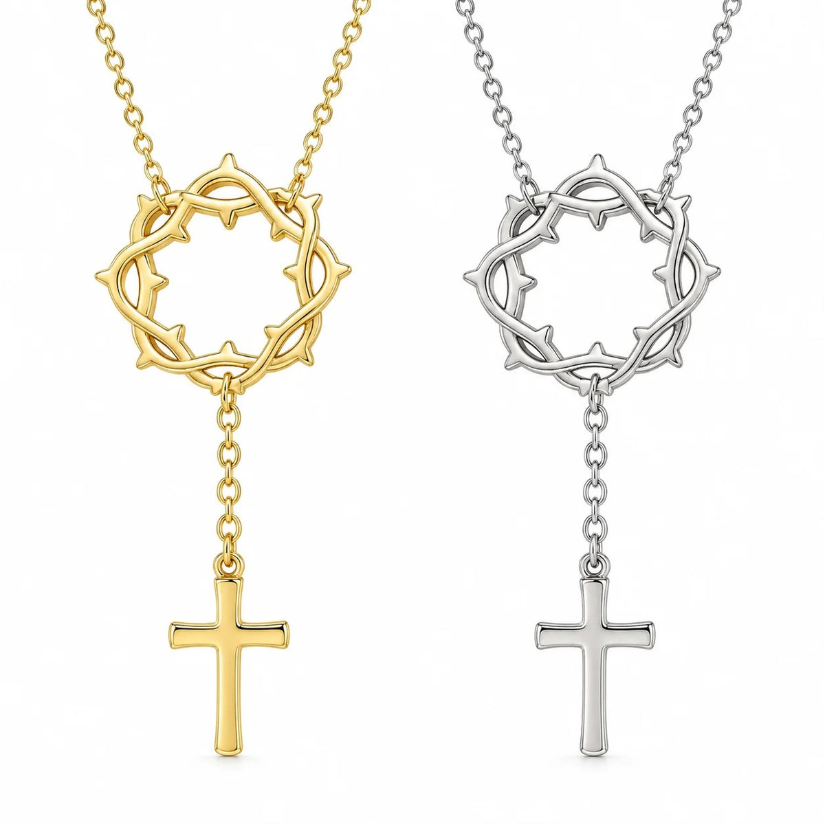 Crown of Thorns Cross Necklace