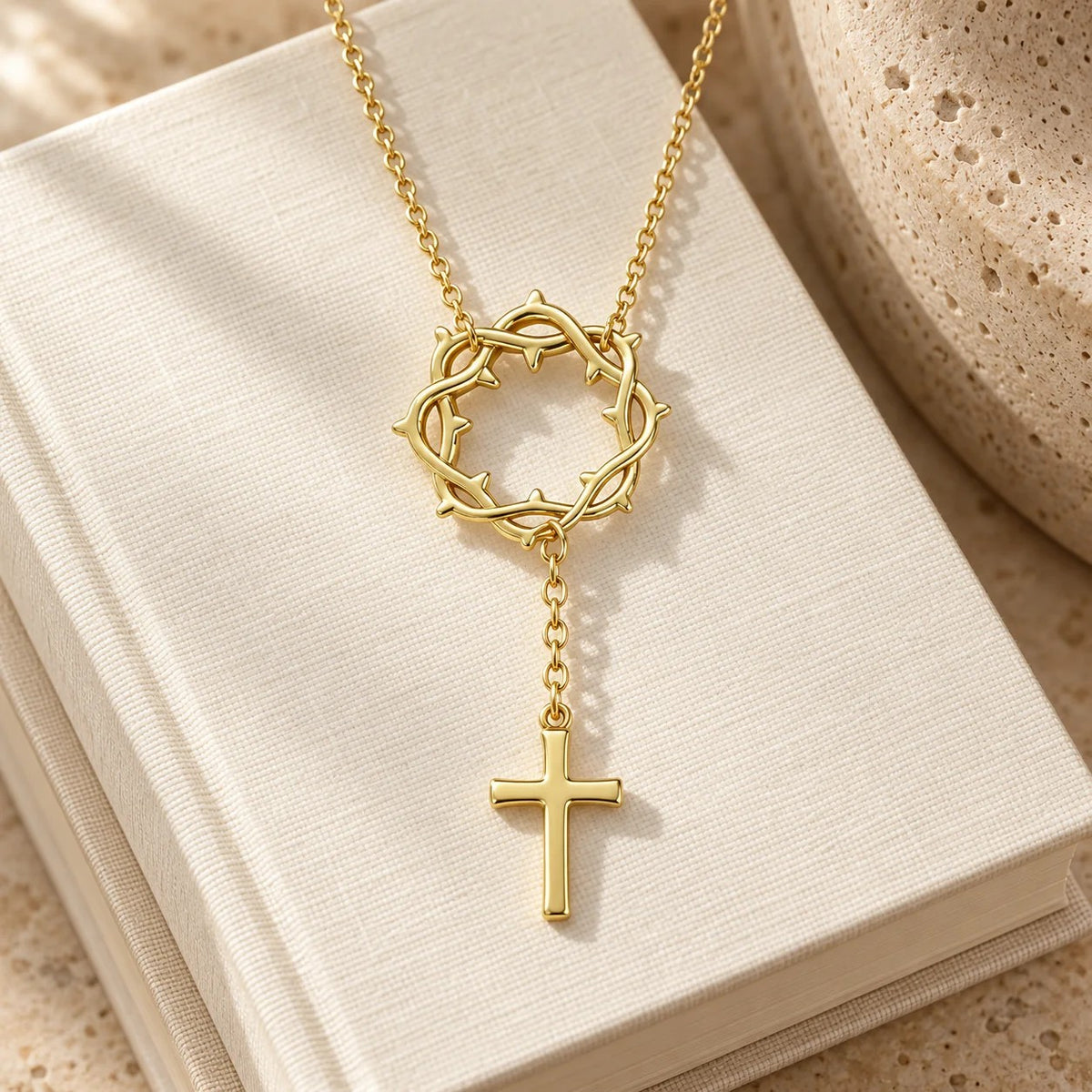 Crown of Thorns Cross Necklace