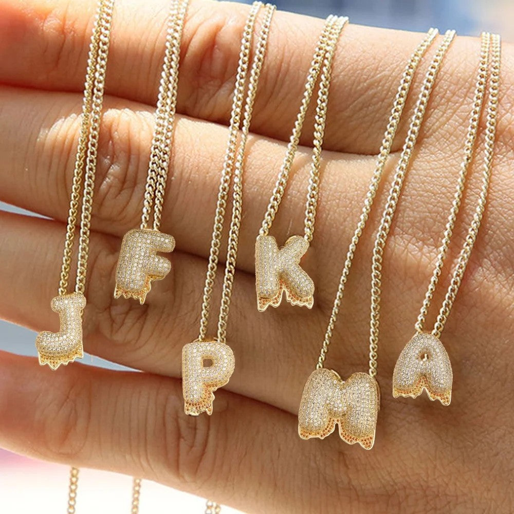 Zircon Pave Initial Necklace