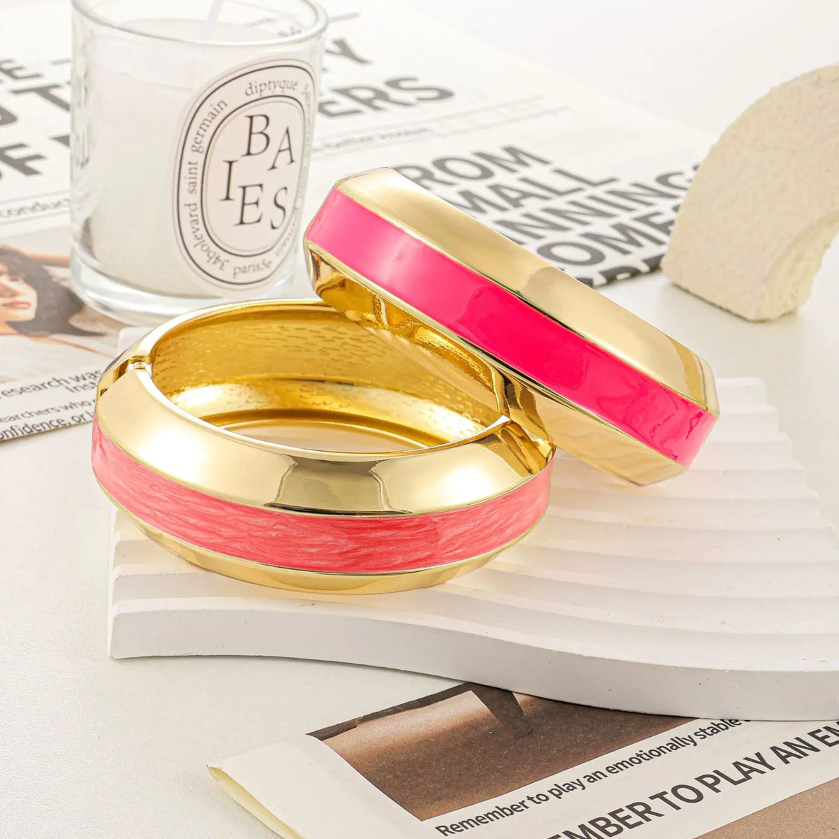 Colorful Enamel Hinged Bangle