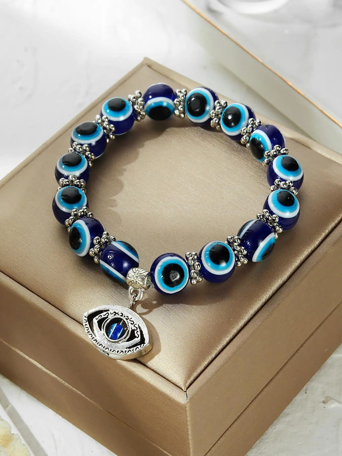 Blue Evil Eye Bead Bracelet