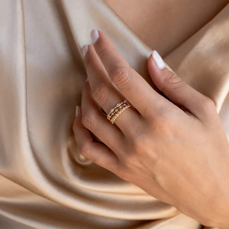 Crystal Woven Stackable Ring Set