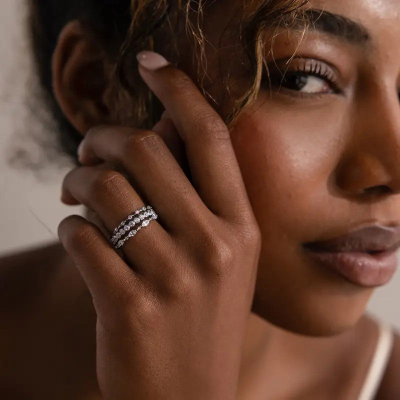 Crystal Woven Stackable Ring Set