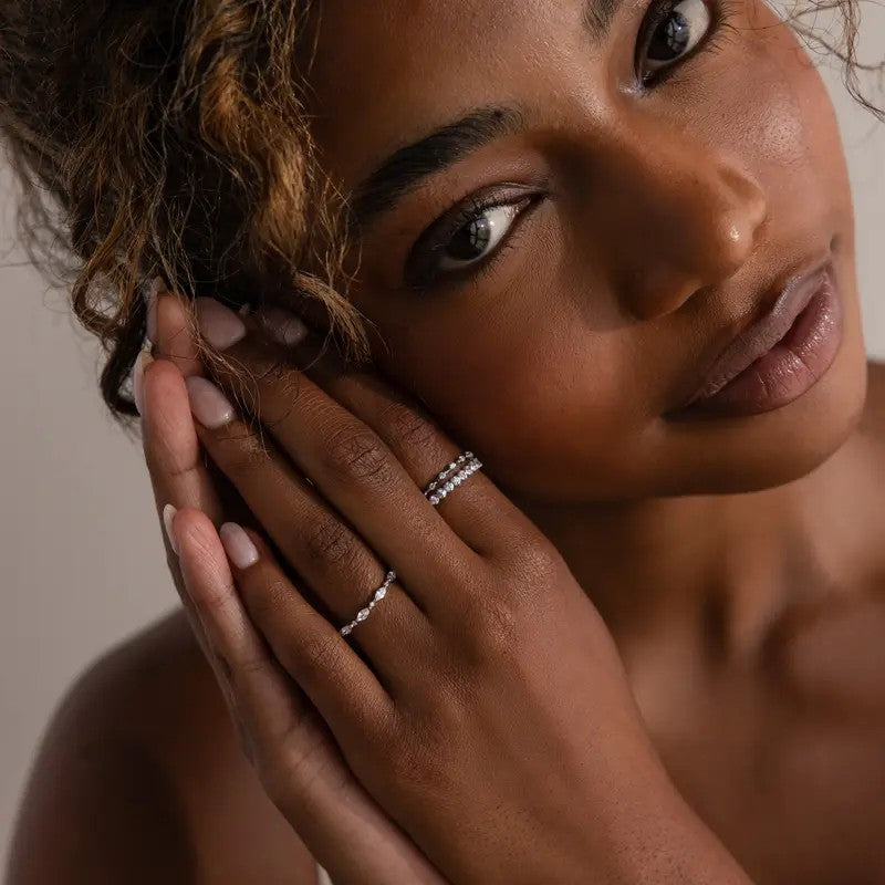 Crystal Woven Stackable Ring Set