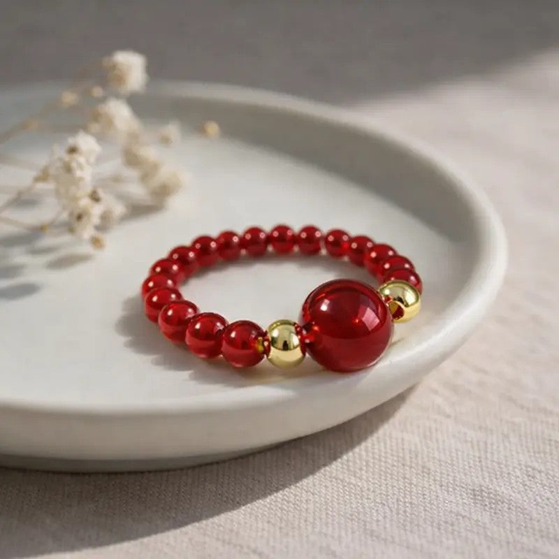 Red Carnelian Bead Ring