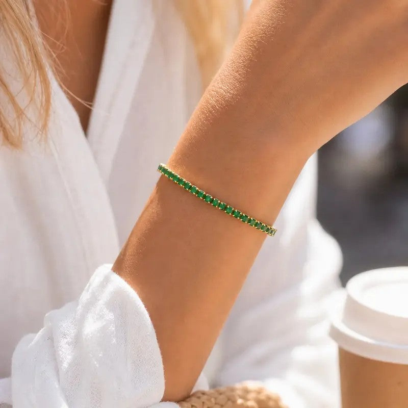 Square Stone Tennis Bracelet