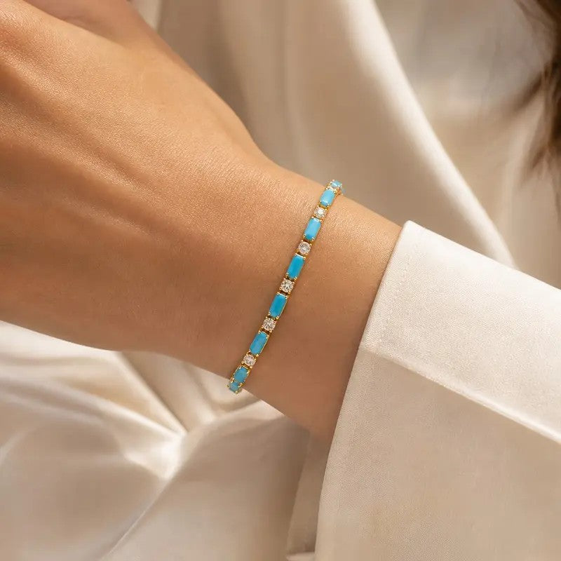 Square Stone Tennis Bracelet