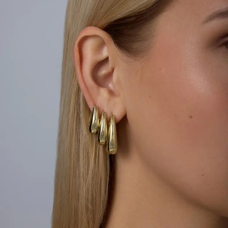 3pc Oval Hoop Earring Set
