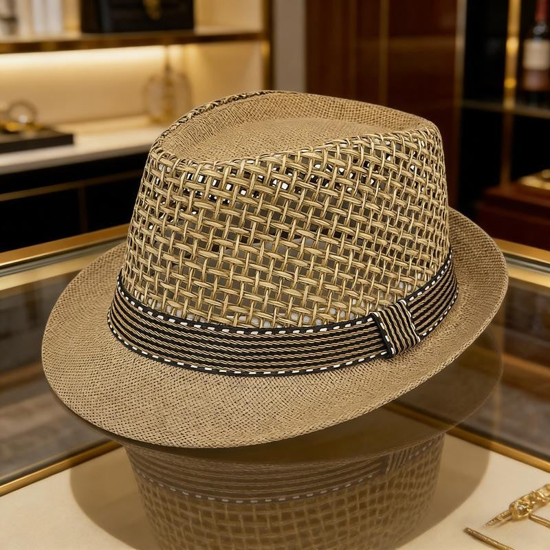 Woven Straw Fedora Hat