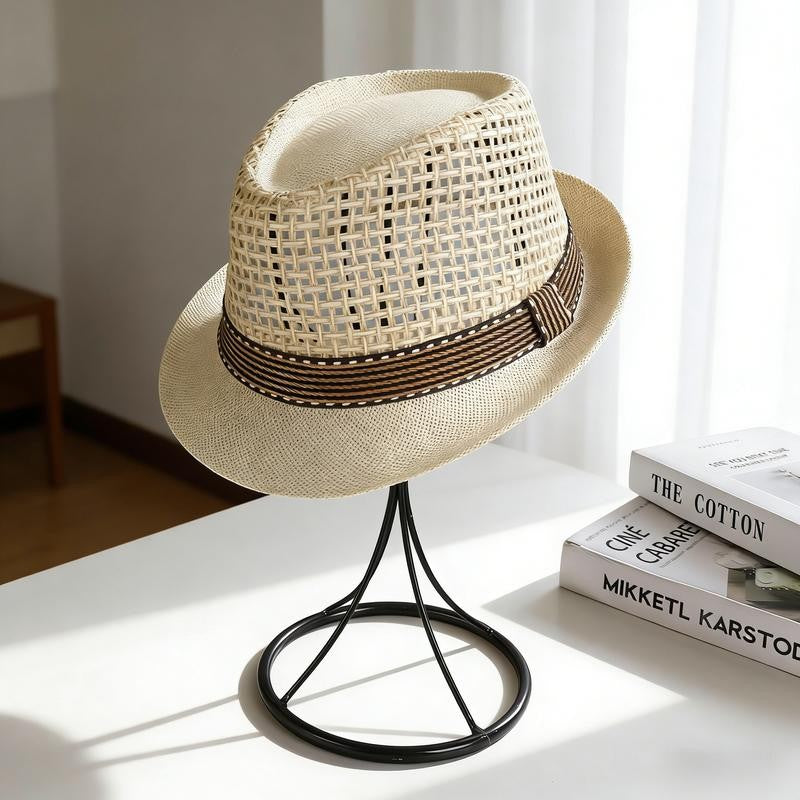 Woven Straw Fedora Hat