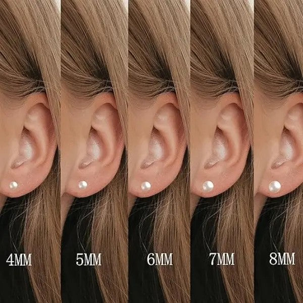 Graduated Round Pearl Stud Earring Set