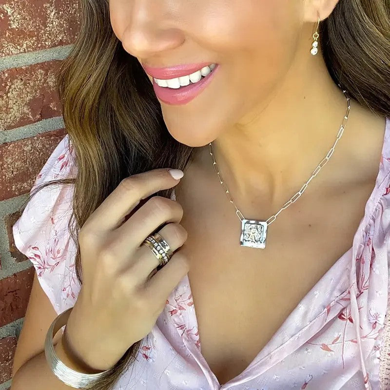 Two-Tone Crystal Band Ring