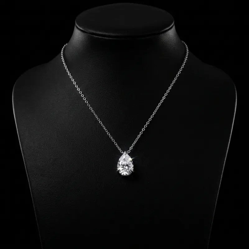 Pear Crystal Solitaire Necklace