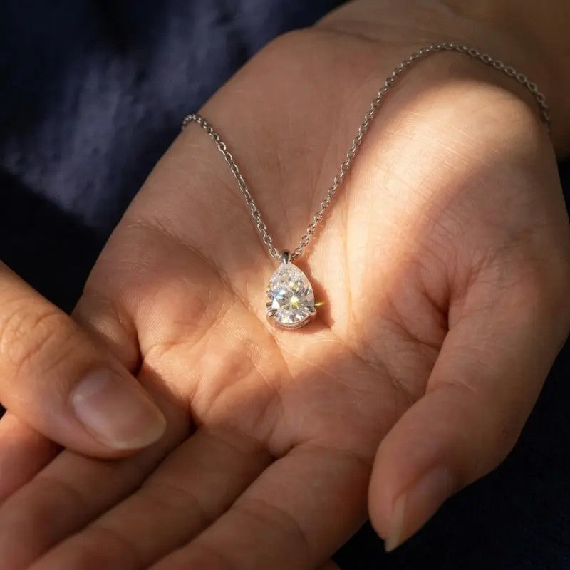 Pear Crystal Solitaire Necklace