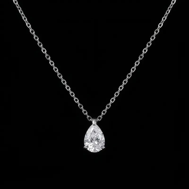Pear Crystal Solitaire Necklace
