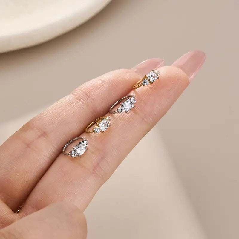 Square Crystal Nose Hoop