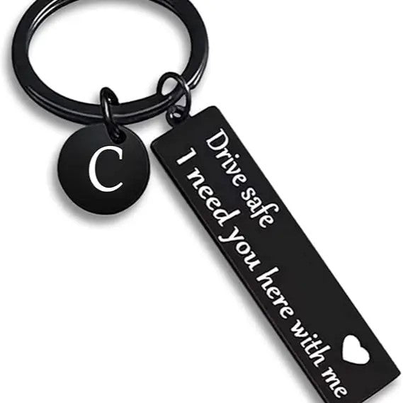 Drive Safe Rectangular Bar Keychain