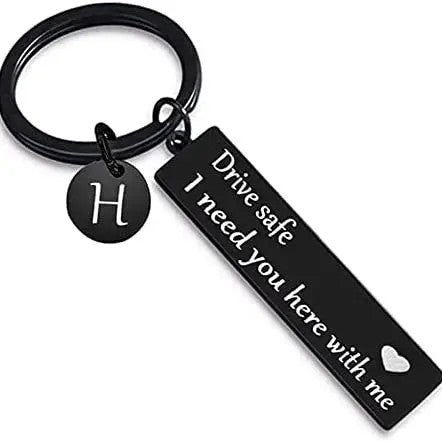 Drive Safe Rectangular Bar Keychain