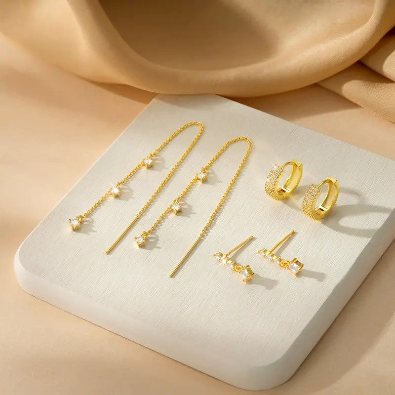 Crystal Chain Dangle Earring Set