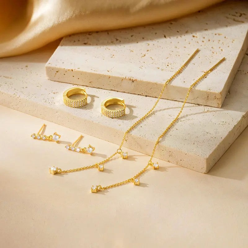 Crystal Chain Dangle Earring Set