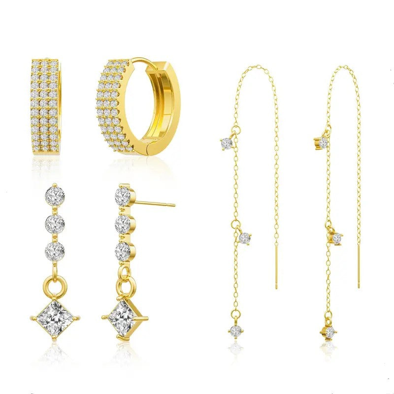 Crystal Chain Dangle Earring Set