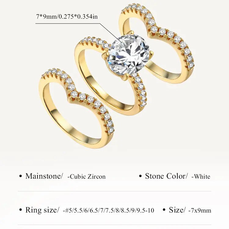 Oval Stone Ring Set