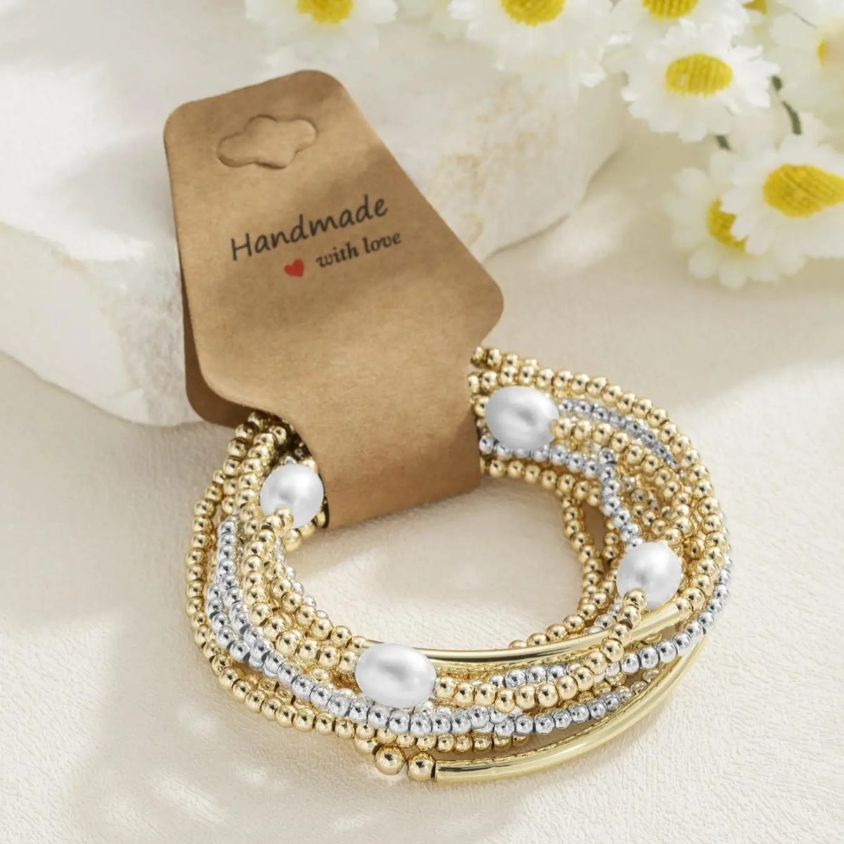 Stacked Bead & Pearl Bracelet Set
