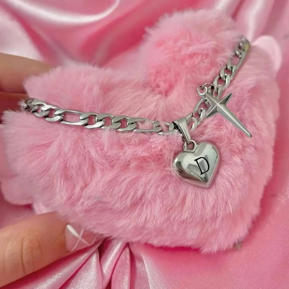 Initial Heart & Dagger Charm Necklace
