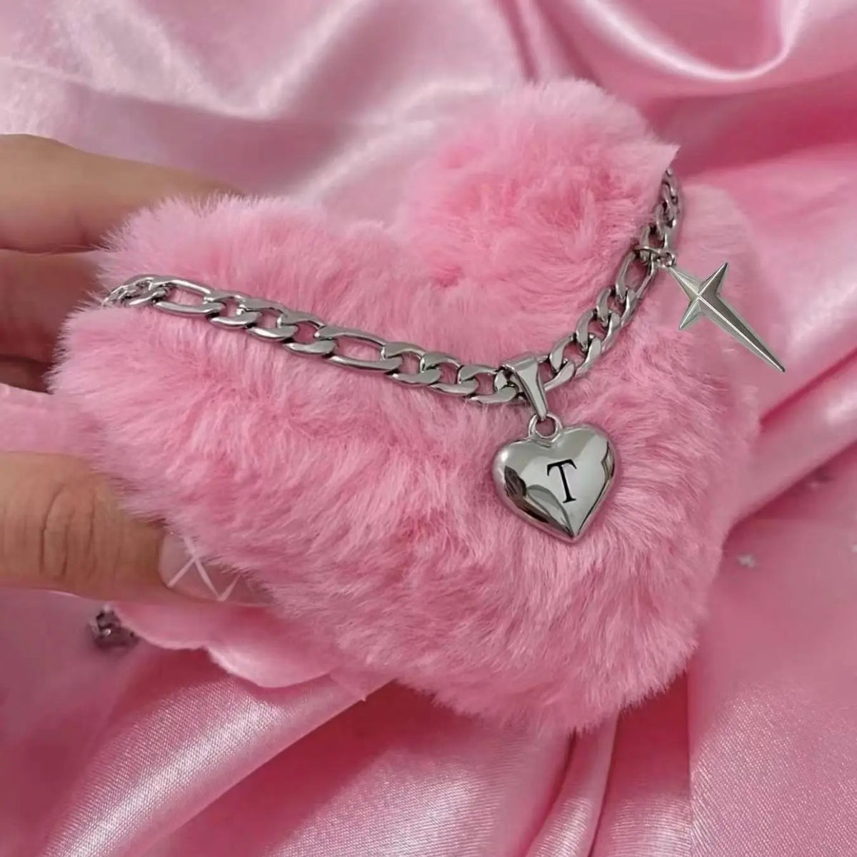 Initial Heart & Dagger Charm Necklace