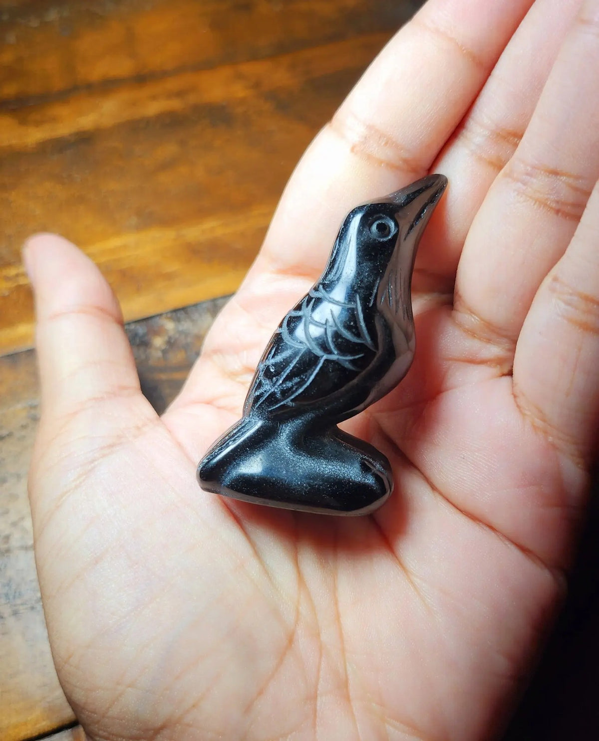 Black Stone Crow Figurine