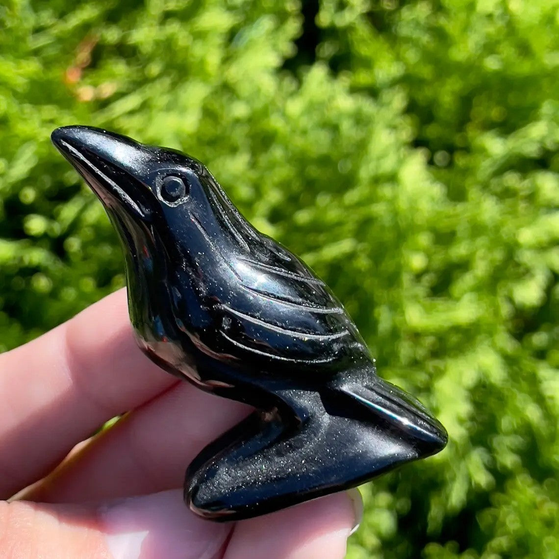 Black Stone Crow Figurine