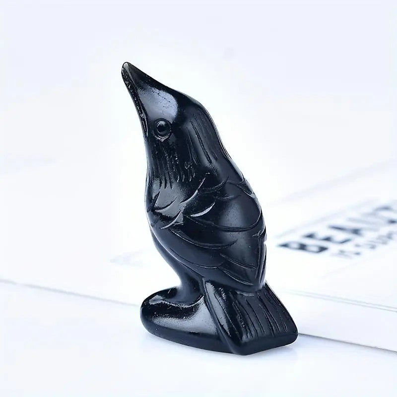 Black Stone Crow Figurine