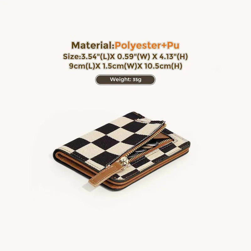 Checkered Zipper Card Holder