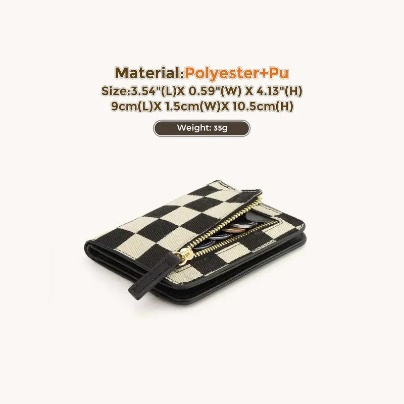 Checkered Zipper Card Holder