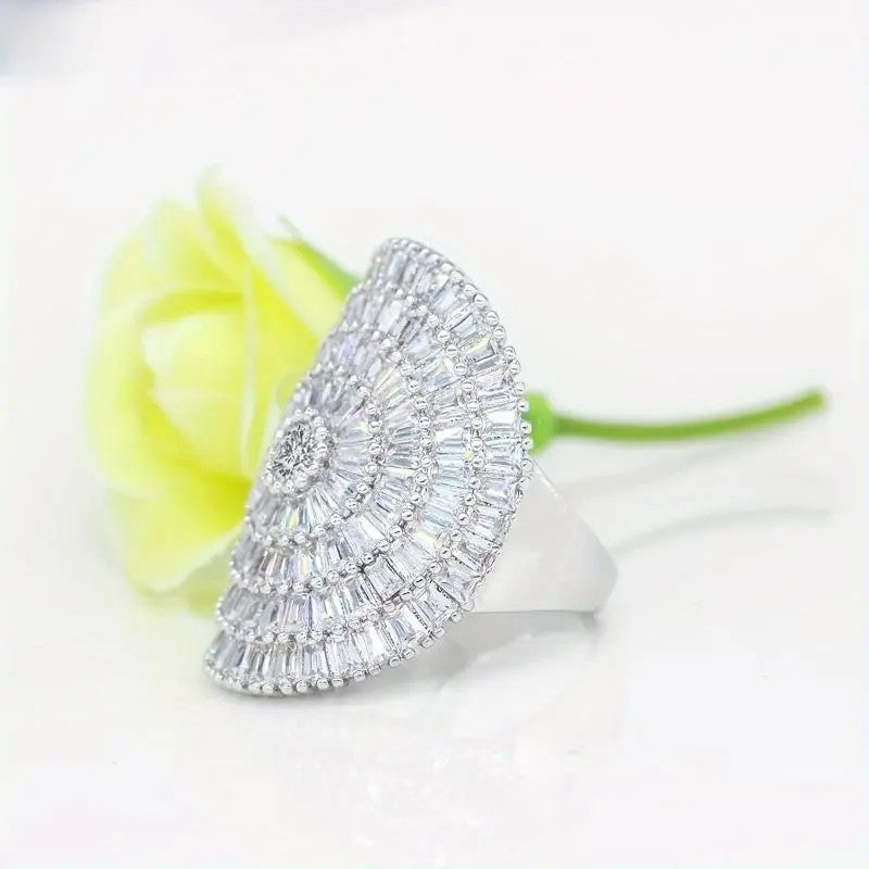 Crystal Halo Statement Ring