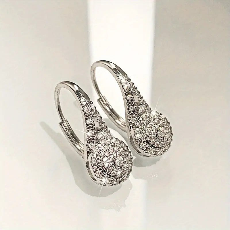 Crystal Pave Teardrop Drop Earrings