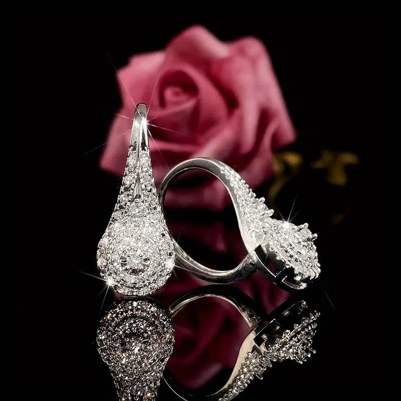 Crystal Pave Teardrop Drop Earrings