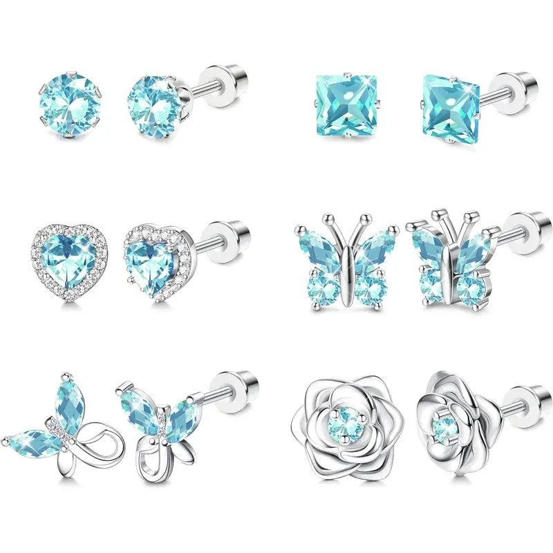 Purple Crystal Motif Earring Set
