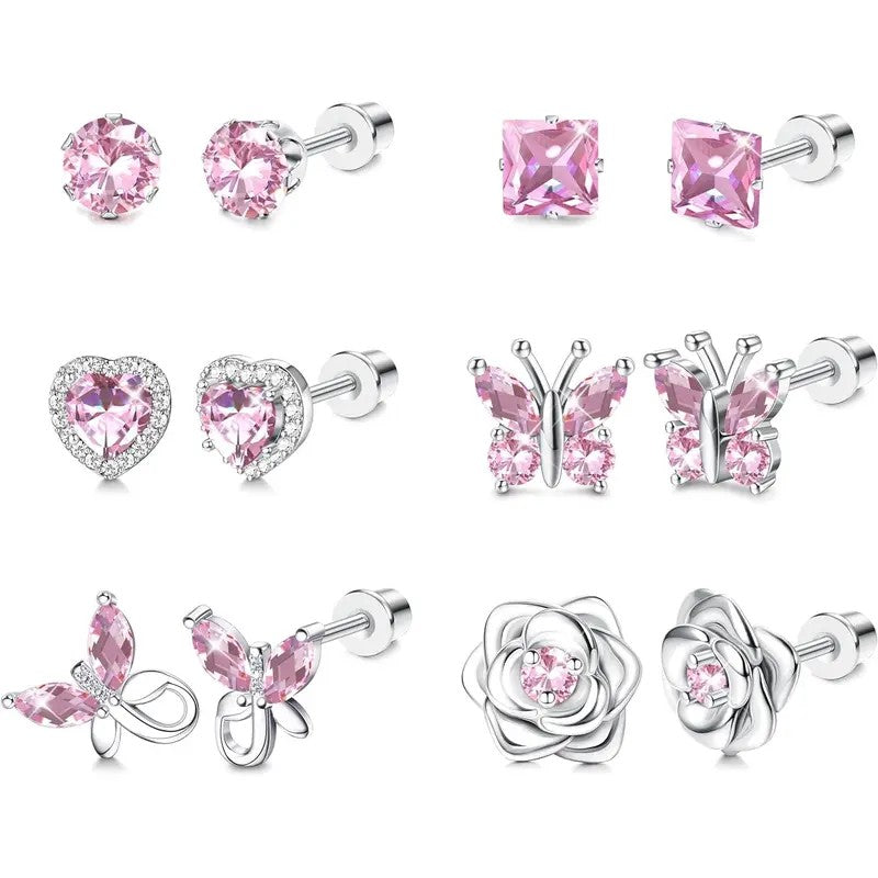 Purple Crystal Motif Earring Set