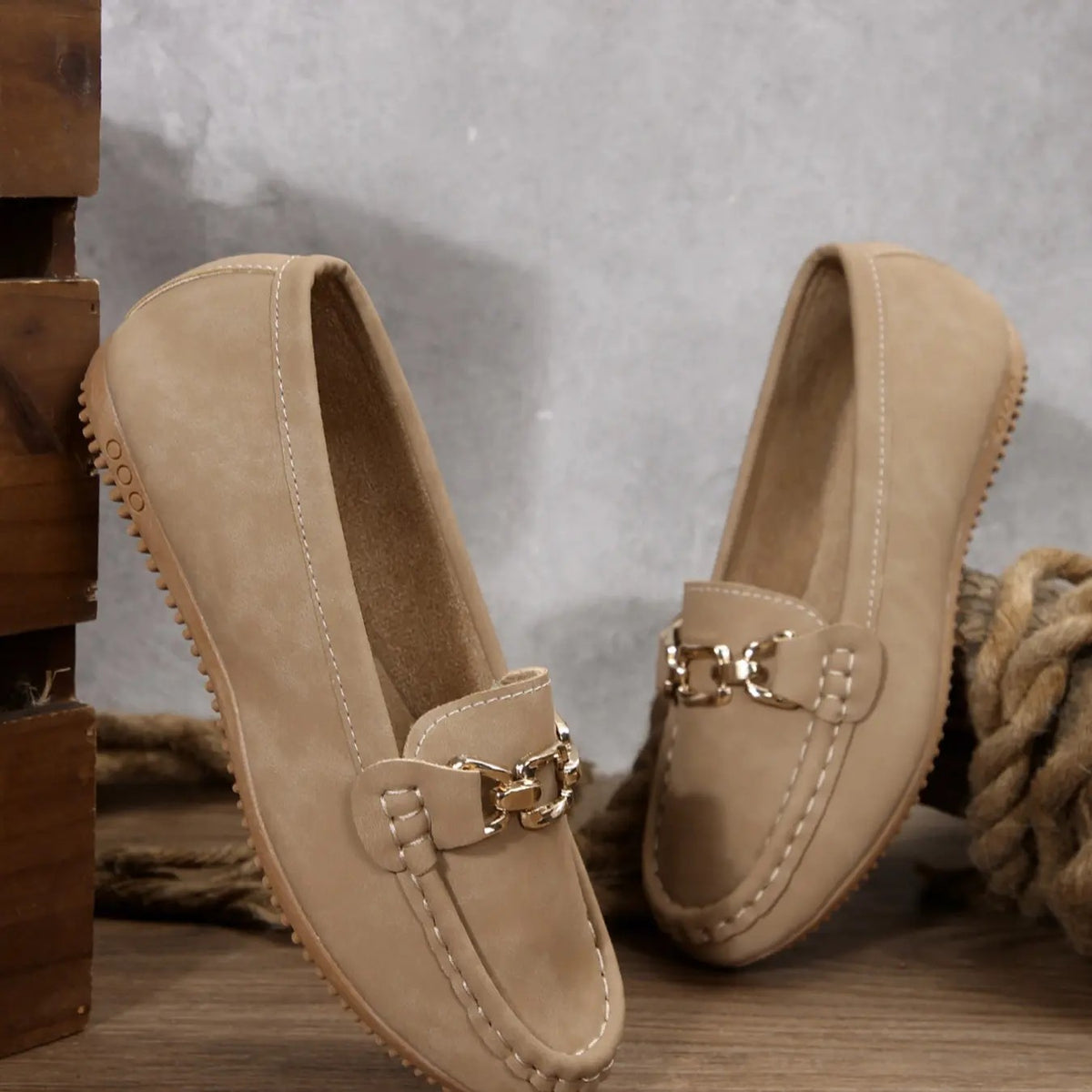 Faux Suede Chain Loafer