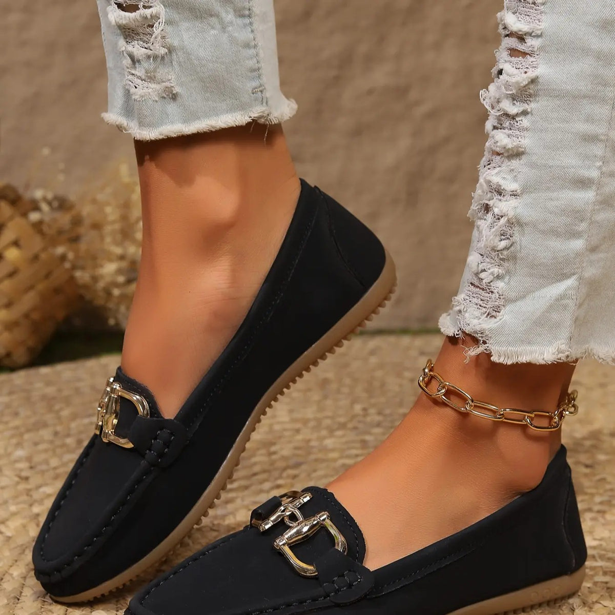 Faux Suede Chain Loafer