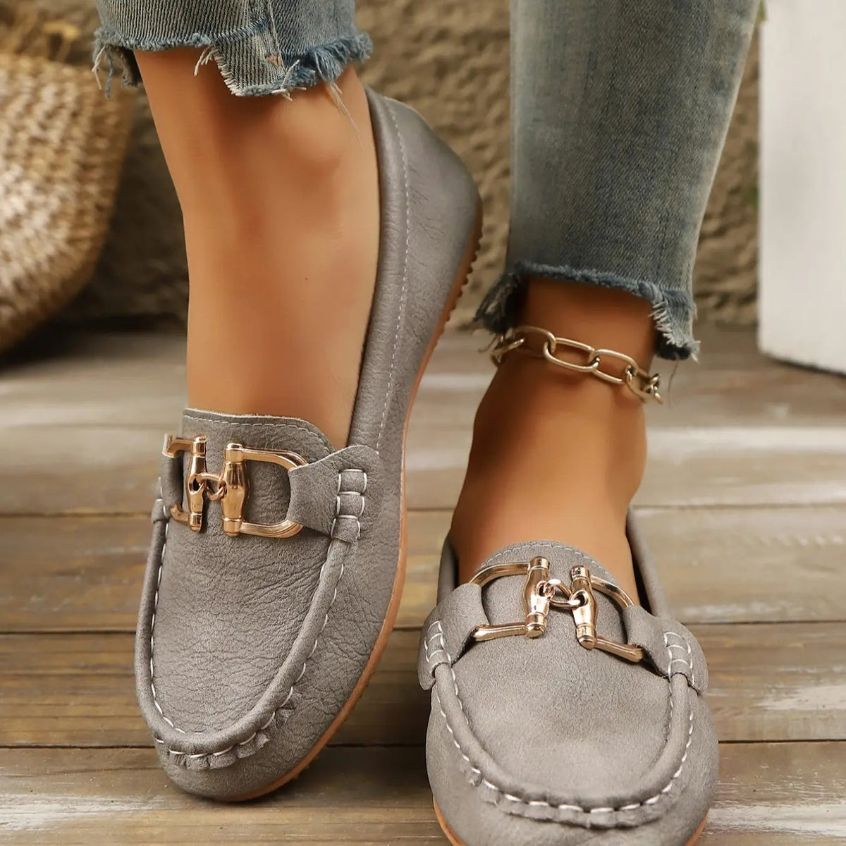 Faux Suede Chain Loafer