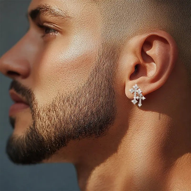 Crystal Double Cross Stud Earrings